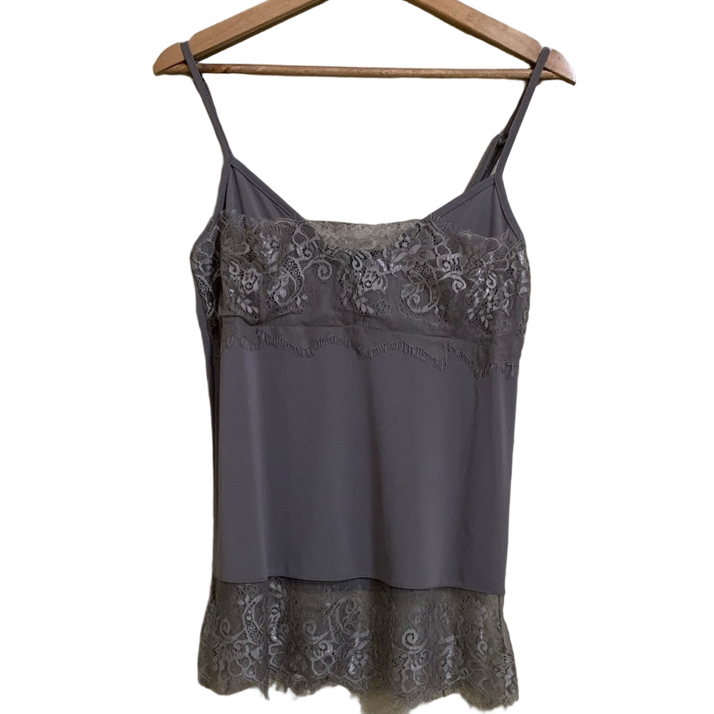 Hotel Particulier Women's Grey Lace Trim Romantic Camisole‎ Y2K Style Size XS